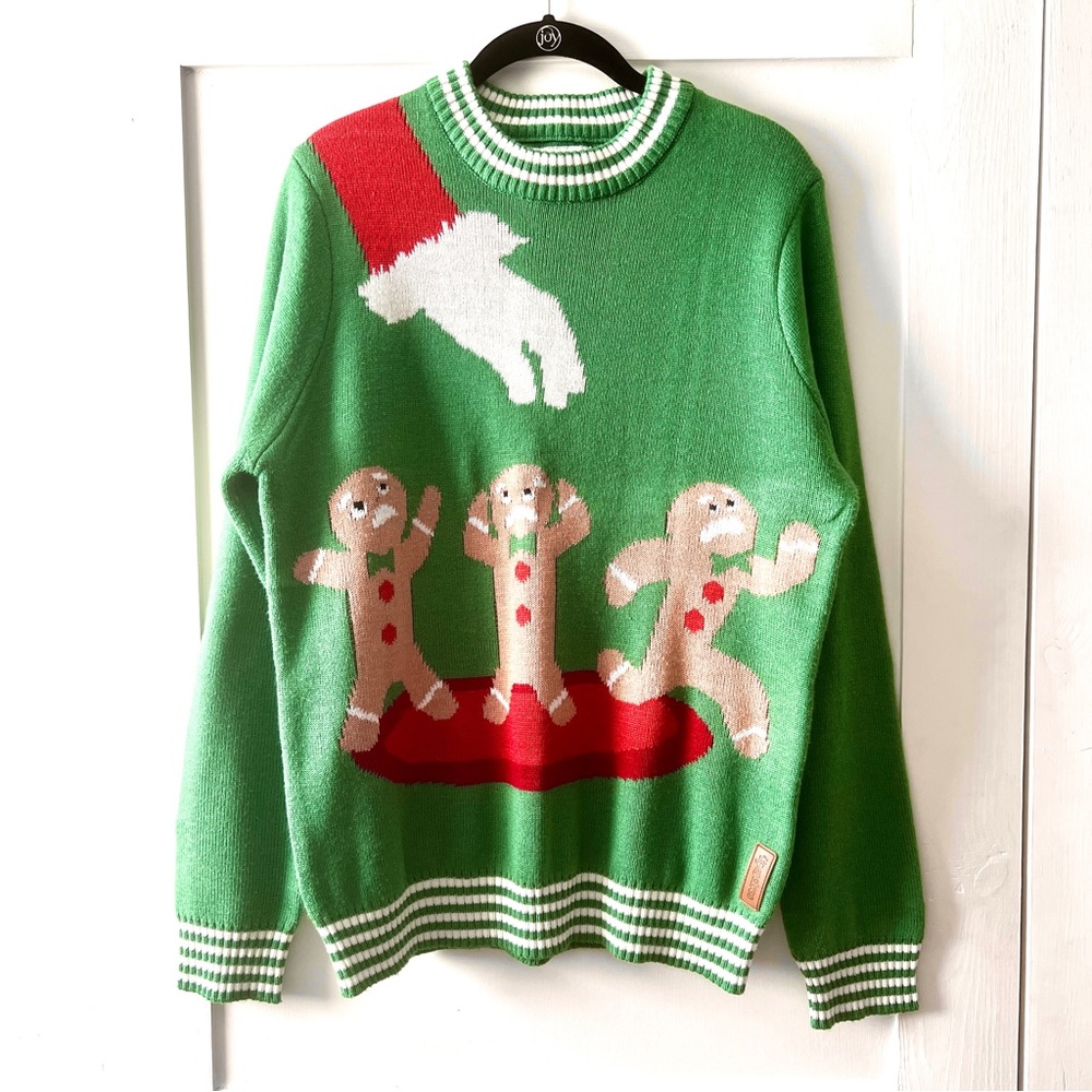 Tipsy Elves Ugly Christmas Sweater Funny Christmas Sweater Santa Gingerbread, M